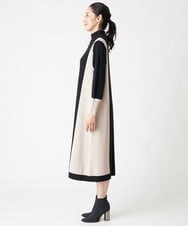 PZAAV56330 GEORGES RECH(ジョルジュ・レッシュ) カラーブロッキングボトルネックニットワンピース ブラック×ベージュ系