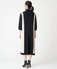 PZAAV56330 GEORGES RECH(ジョルジュ・レッシュ) カラーブロッキングボトルネックニットワンピース ブラック×ベージュ系