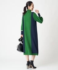 PZAAV56330 GEORGES RECH(ジョルジュ・レッシュ) カラーブロッキングボトルネックニットワンピース ブラック×ベージュ系