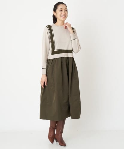 PZAAW17330 GEORGES RECH ニットドッキングギャザーワンピース