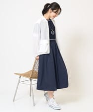 PZAGB45360 GEORGES RECH(ジョルジュ・レッシュ) タフタドッキング配色ボーダーニットワンピース ネイビー
