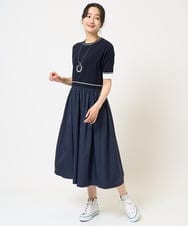 PZAGB45360 GEORGES RECH(ジョルジュ・レッシュ) タフタドッキング配色ボーダーニットワンピース ネイビー