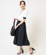 PZAGB45360 GEORGES RECH(ジョルジュ・レッシュ) タフタドッキング配色ボーダーニットワンピース ネイビー