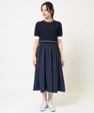 PZAGB45360 GEORGES RECH(ジョルジュ・レッシュ) タフタドッキング配色ボーダーニットワンピース ネイビー