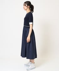 PZAGB45360 GEORGES RECH(ジョルジュ・レッシュ) タフタドッキング配色ボーダーニットワンピース ネイビー