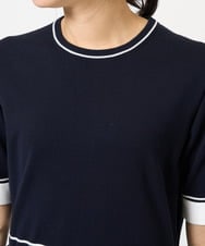 PZAGB45360 GEORGES RECH(ジョルジュ・レッシュ) タフタドッキング配色ボーダーニットワンピース ネイビー