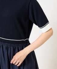 PZAGB45360 GEORGES RECH(ジョルジュ・レッシュ) タフタドッキング配色ボーダーニットワンピース ネイビー