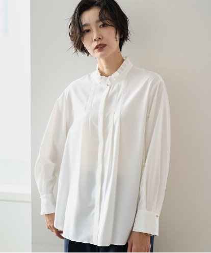 PZBAD37240  [日本製]ロマンティックタックフリルブラウス