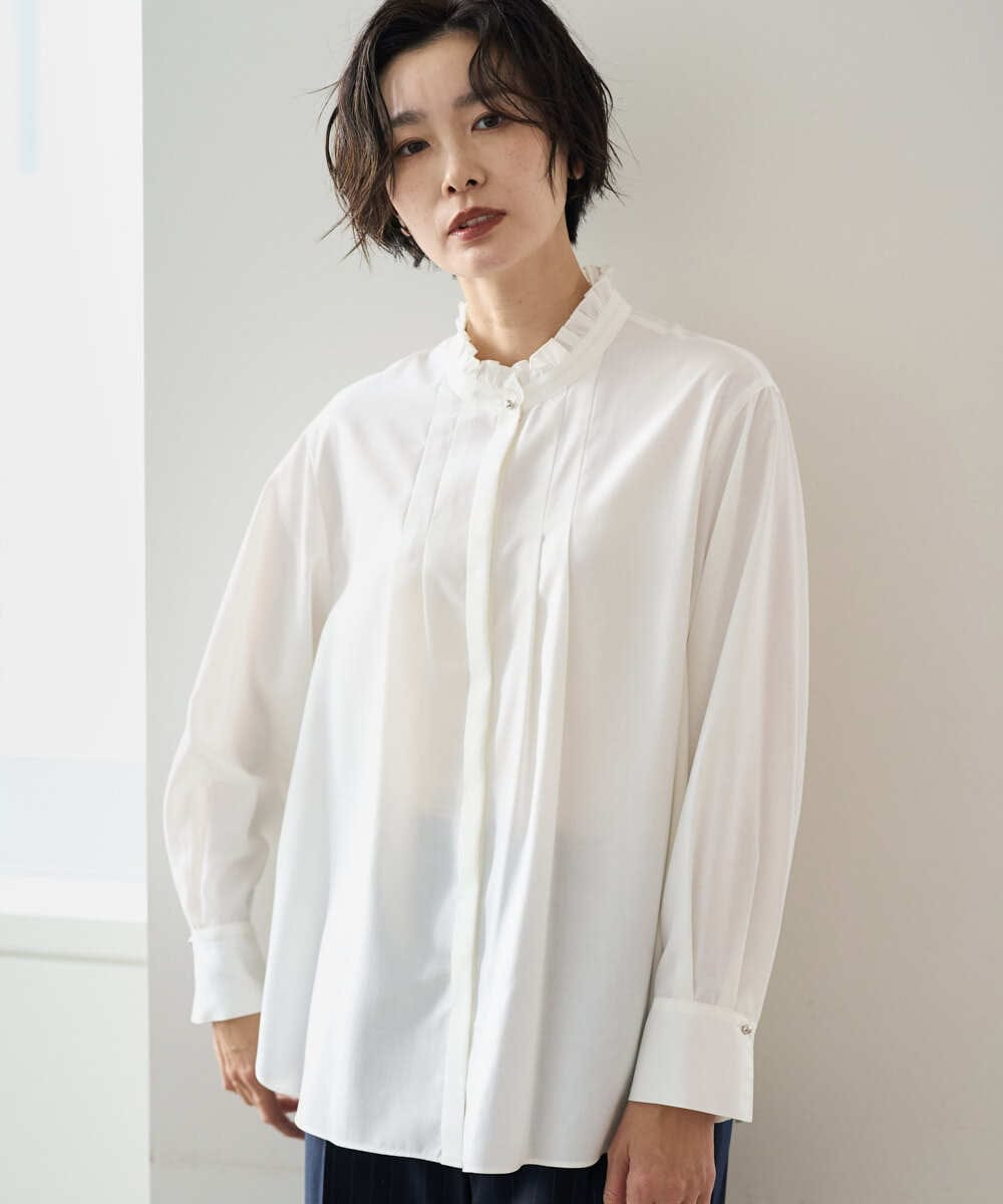 PZBAD37240 GEORGES RECH [日本製]ロマンティックタックフリルブラウス