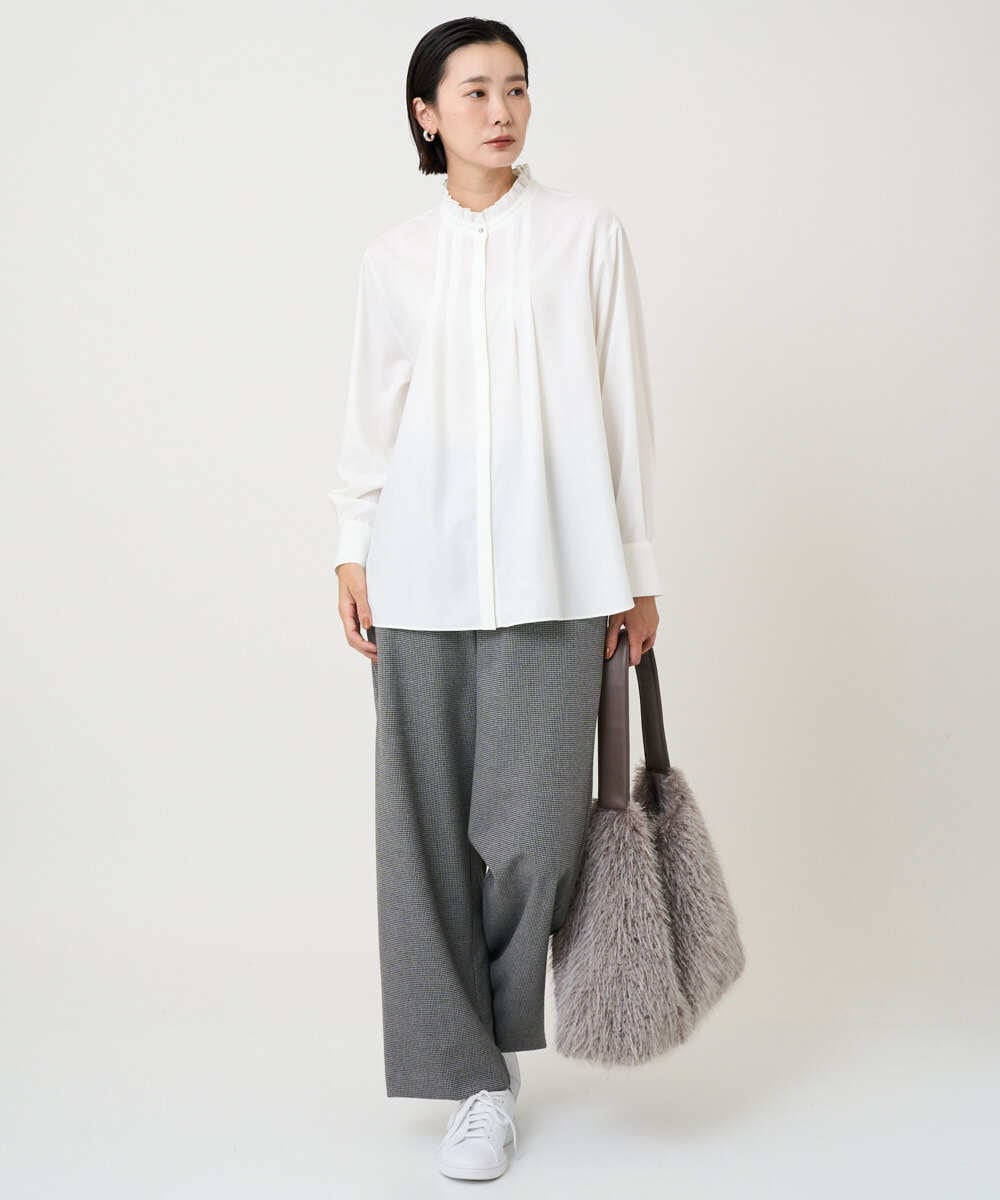 PZBAD37240 GEORGES RECH(ジョルジュ・レッシュ) [日本製]ロマンティックタックフリルブラウス ホワイト