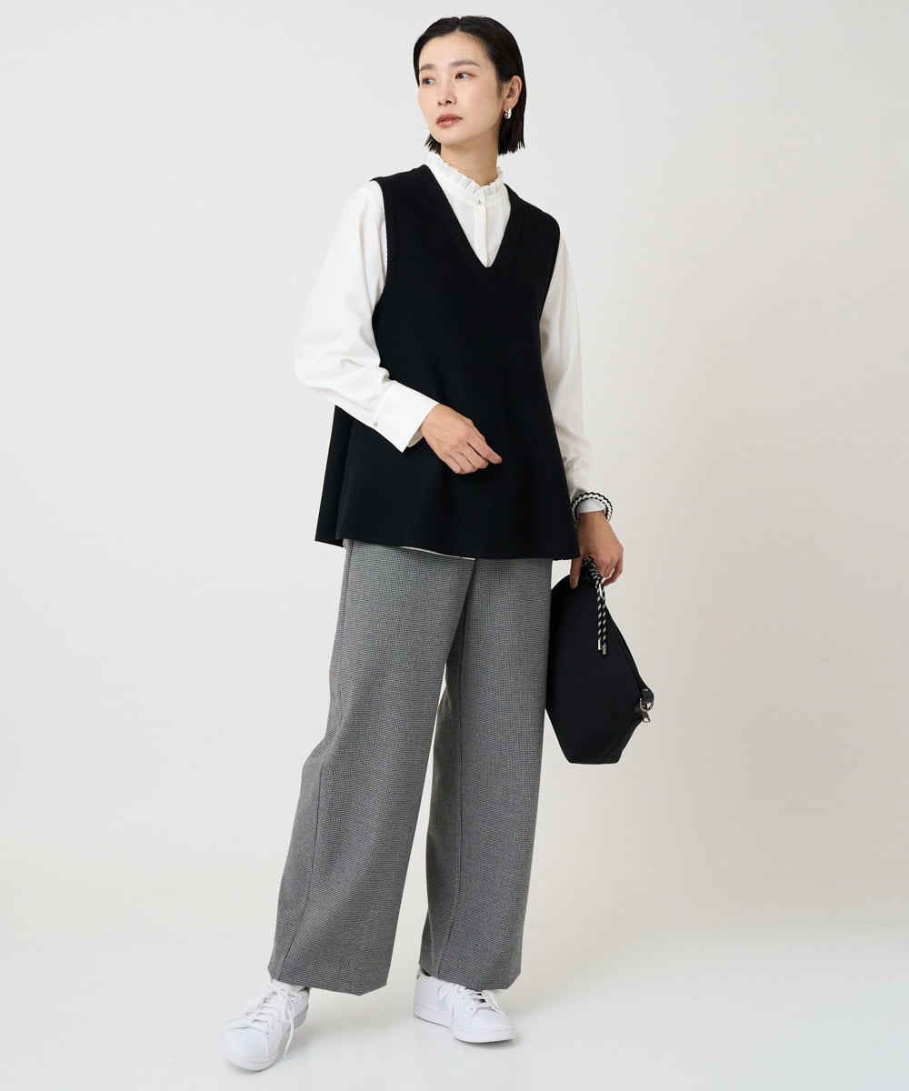 PZBAD37240 GEORGES RECH(ジョルジュ・レッシュ) [日本製]ロマンティックタックフリルブラウス ホワイト