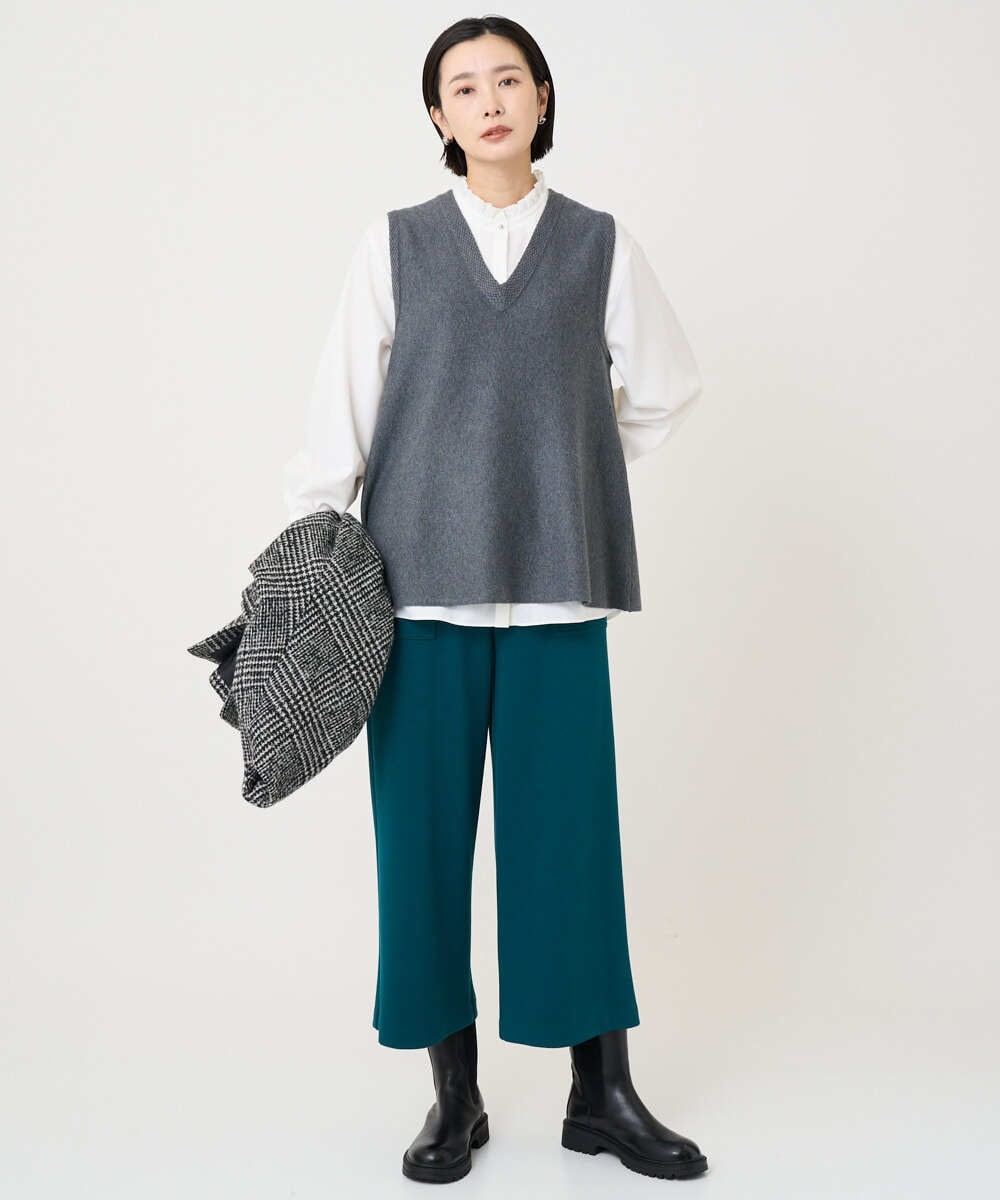 PZBAD37240 GEORGES RECH(ジョルジュ・レッシュ) [日本製]ロマンティックタックフリルブラウス ホワイト