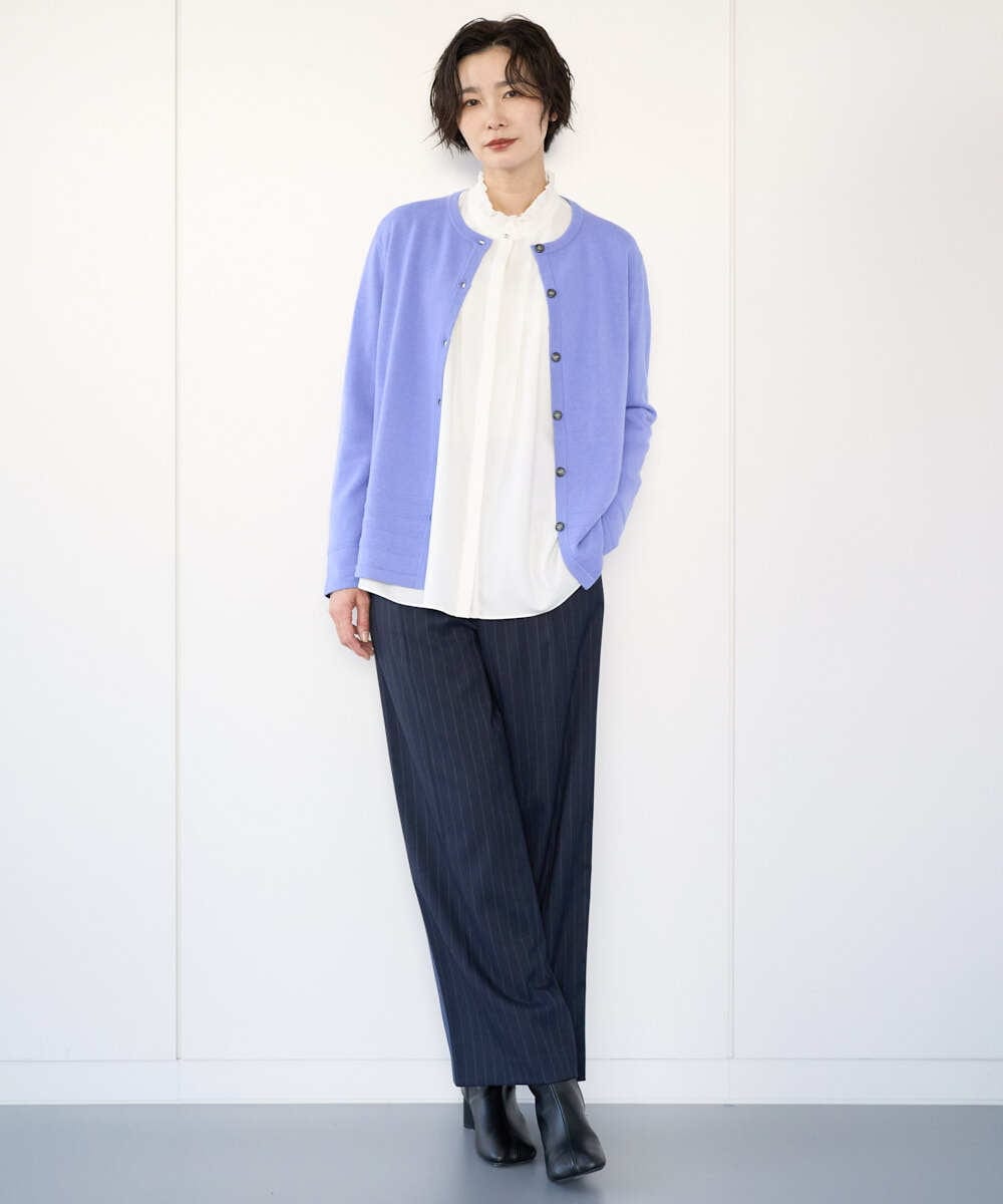 PZBAD37240 GEORGES RECH(ジョルジュ・レッシュ) [日本製]ロマンティックタックフリルブラウス ホワイト