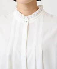 PZBAD37240 GEORGES RECH(ジョルジュ・レッシュ) [日本製]ロマンティックタックフリルブラウス ホワイト