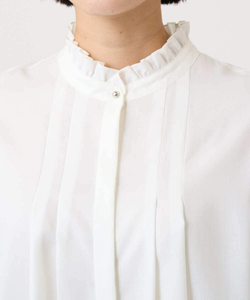 PZBAD37240 GEORGES RECH(ジョルジュ・レッシュ) [日本製]ロマンティックタックフリルブラウス ホワイト