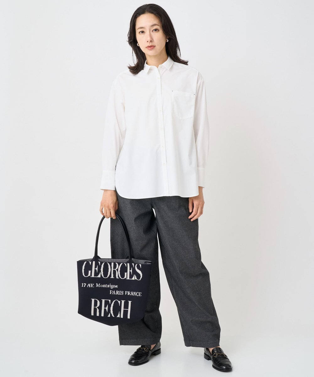PZBAE52230 GEORGES RECH(ジョルジュ・レッシュ)  [日本製]ストレッチタイプライターシャツ ホワイト