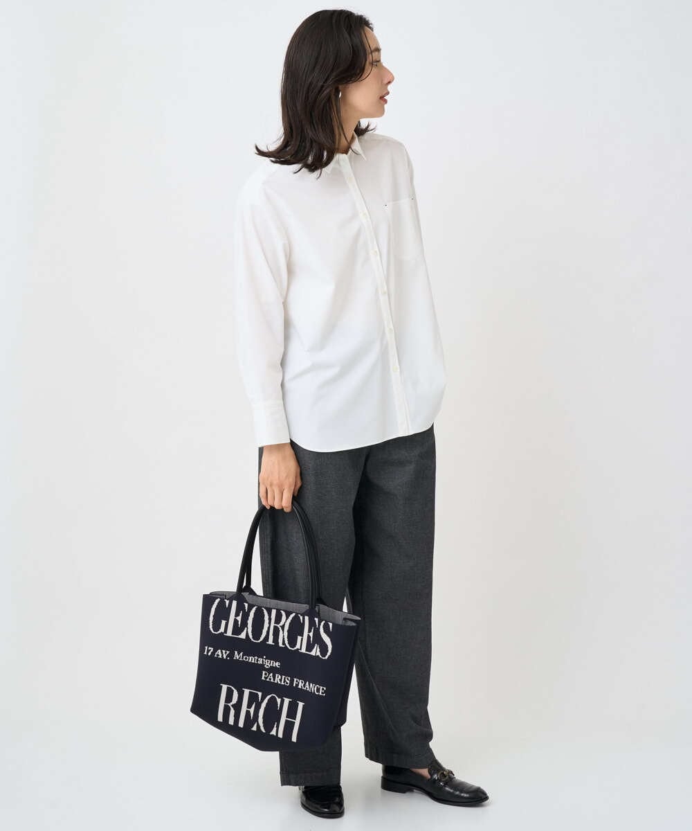 PZBAE52230 GEORGES RECH(ジョルジュ・レッシュ)  [日本製]ストレッチタイプライターシャツ ホワイト