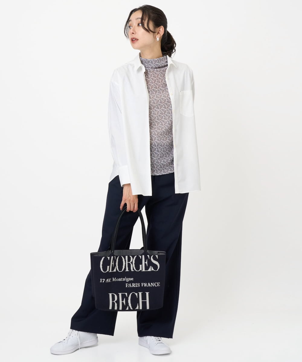 PZBAE52230 GEORGES RECH(ジョルジュ・レッシュ)  [日本製]ストレッチタイプライターシャツ ホワイト