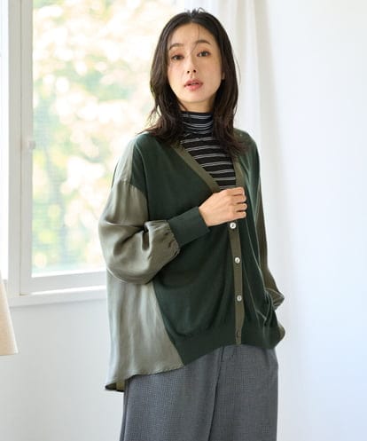PZBAH05290 GEORGES RECH 異素材コンビVネックカーディガン