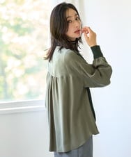 PZBAH05290 GEORGES RECH(ジョルジュ・レッシュ) 異素材コンビVネックカーディガン カーキ
