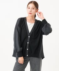PZBAH05290 GEORGES RECH(ジョルジュ・レッシュ) 異素材コンビVネックカーディガン カーキ
