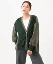 PZBAH05290 GEORGES RECH(ジョルジュ・レッシュ) 異素材コンビVネックカーディガン カーキ