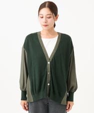 PZBAH05290 GEORGES RECH(ジョルジュ・レッシュ) 異素材コンビVネックカーディガン カーキ