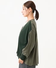 PZBAH05290 GEORGES RECH(ジョルジュ・レッシュ) 異素材コンビVネックカーディガン カーキ