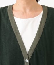 PZBAH05290 GEORGES RECH(ジョルジュ・レッシュ) 異素材コンビVネックカーディガン カーキ