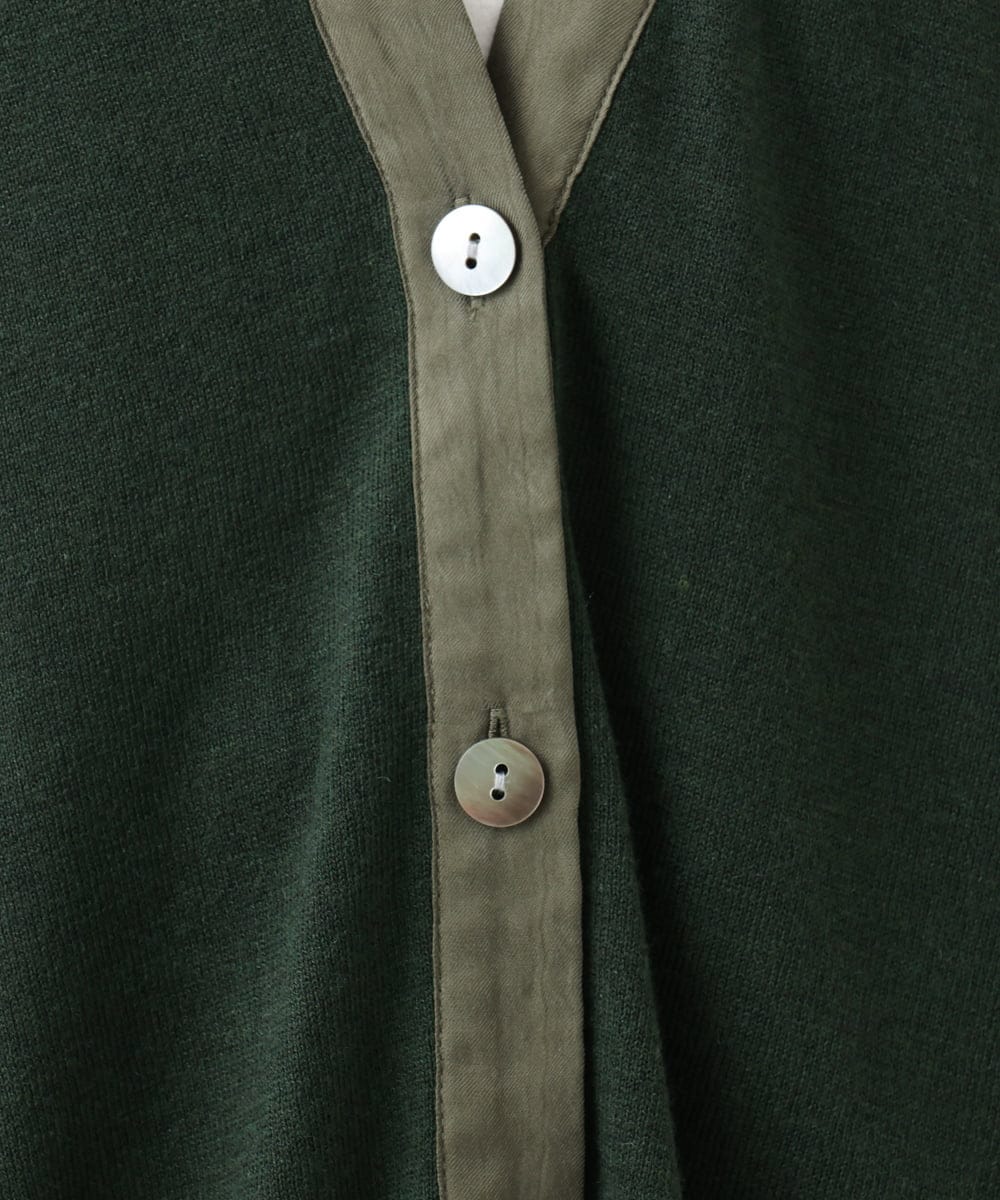 PZBAH05290 GEORGES RECH(ジョルジュ・レッシュ) 異素材コンビVネックカーディガン カーキ