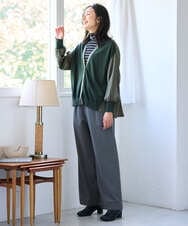 PZBAH05290 GEORGES RECH(ジョルジュ・レッシュ) 異素材コンビVネックカーディガン カーキ
