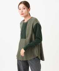 PZBAH06250 GEORGES RECH(ジョルジュ・レッシュ) 異素材コンビジッププルオーバー カーキ