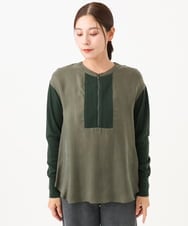 PZBAH06250 GEORGES RECH(ジョルジュ・レッシュ) 異素材コンビジッププルオーバー カーキ