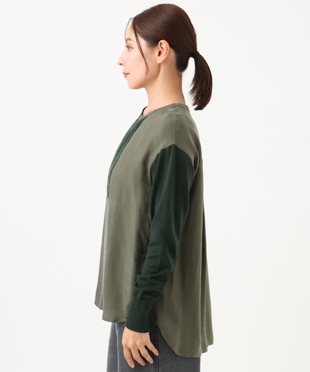 PZBAH06250 GEORGES RECH(ジョルジュ・レッシュ) 異素材コンビジッププルオーバー カーキ