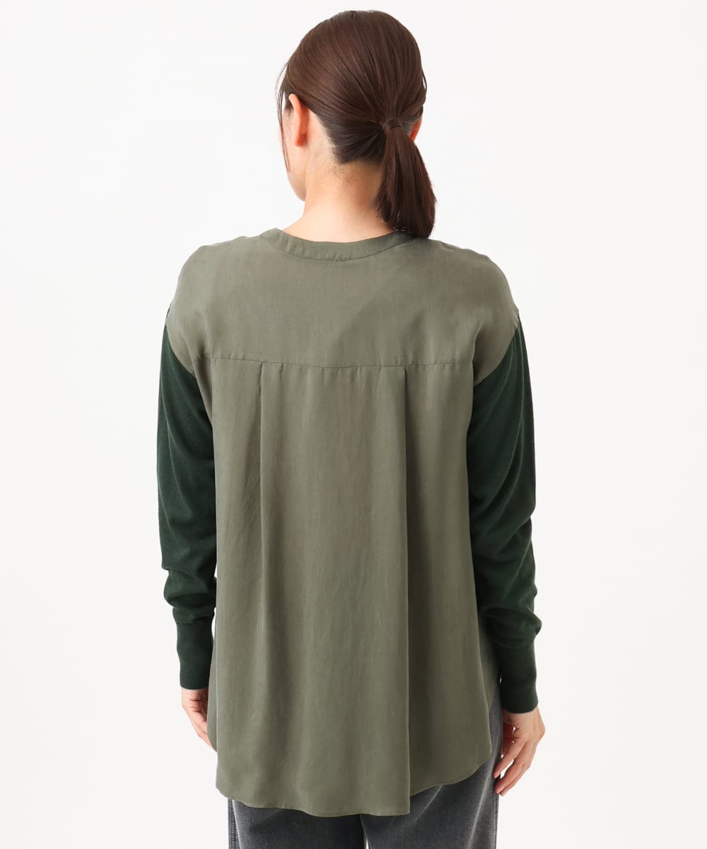 PZBAH06250 GEORGES RECH(ジョルジュ・レッシュ) 異素材コンビジッププルオーバー カーキ