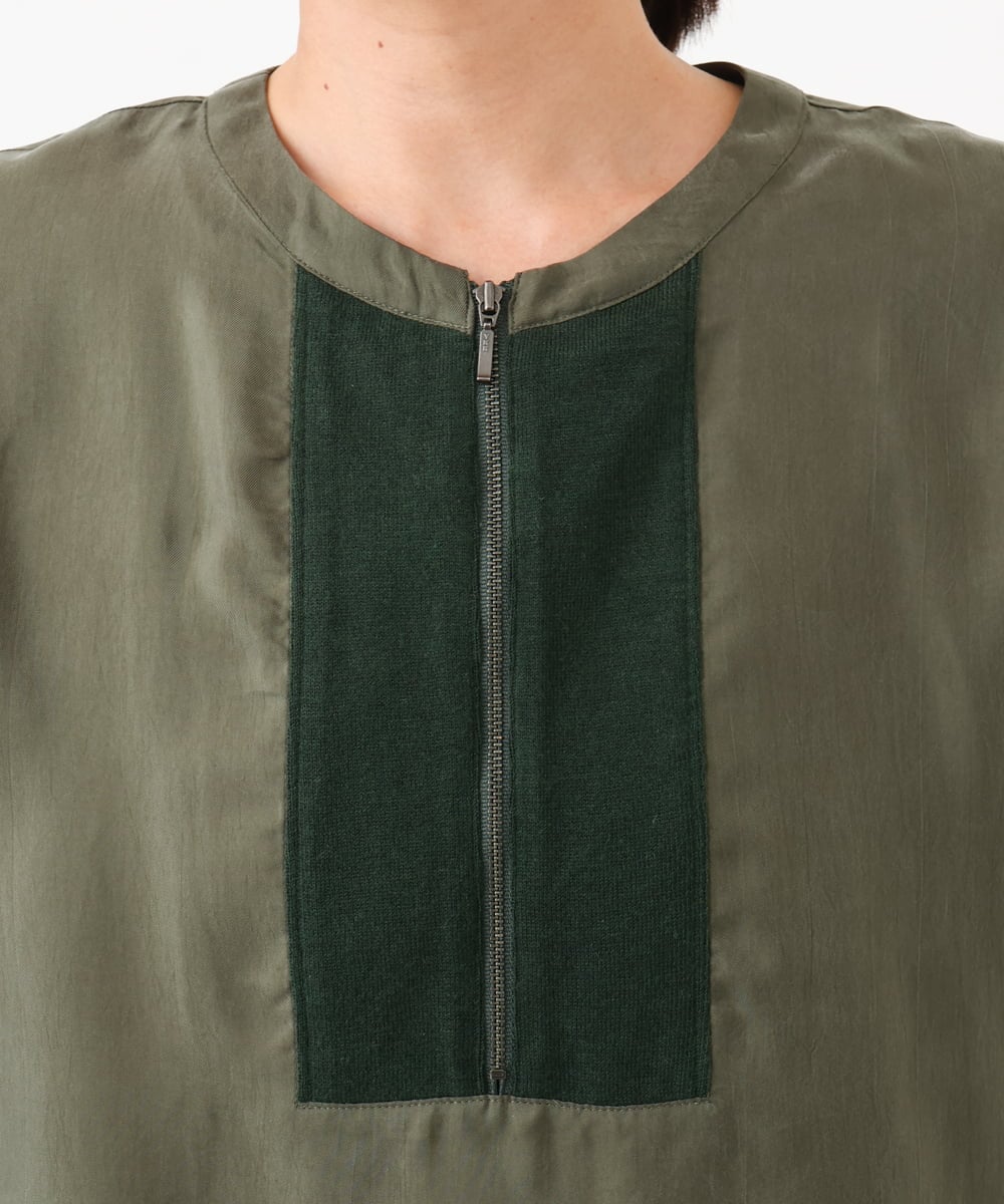 PZBAH06250 GEORGES RECH(ジョルジュ・レッシュ) 異素材コンビジッププルオーバー カーキ