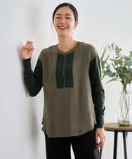 PZBAH06250 GEORGES RECH(ジョルジュ・レッシュ) 異素材コンビジッププルオーバー カーキ