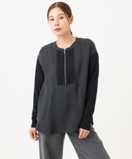 PZBAH06250 GEORGES RECH(ジョルジュ・レッシュ) 異素材コンビジッププルオーバー カーキ