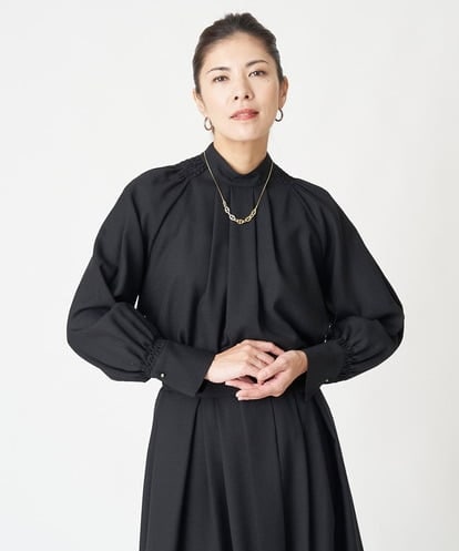 PZBAW37250 GEORGES RECH  [日本製/セットアップ対応]バンドカラージョーゼットブラウス