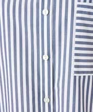 PZBEE05230 GEORGES RECH(ジョルジュ・レッシュ) [日本製]バンドカラーシャツ ネイビー(ストライプ柄)
