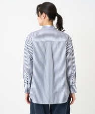 PZBEE05230 GEORGES RECH(ジョルジュ・レッシュ) [日本製]バンドカラーシャツ ネイビー(ストライプ柄)