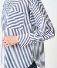 PZBEE05230 GEORGES RECH(ジョルジュ・レッシュ) [日本製]バンドカラーシャツ ネイビー(ストライプ柄)