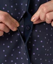 PZBEF30290 GEORGES RECH(ジョルジュ・レッシュ)  [セットアップ対応]ランダムドットバンドカラーブラウス ネイビー