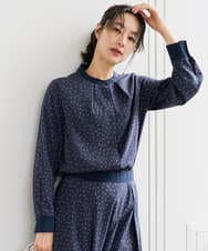 PZBEF30290 GEORGES RECH(ジョルジュ・レッシュ)  [セットアップ対応]ランダムドットバンドカラーブラウス ネイビー