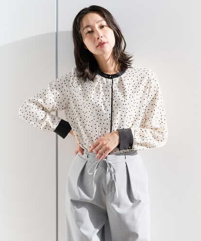 PZBEF30290 GEORGES RECH  [セットアップ対応]ランダムドットバンドカラーブラウス