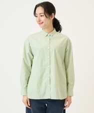 PZBEF31230 GEORGES RECH(ジョルジュ・レッシュ)  [日本製]コットンブロードストライプシャツ グリーン