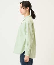 PZBEF31230 GEORGES RECH(ジョルジュ・レッシュ)  [日本製]コットンブロードストライプシャツ グリーン