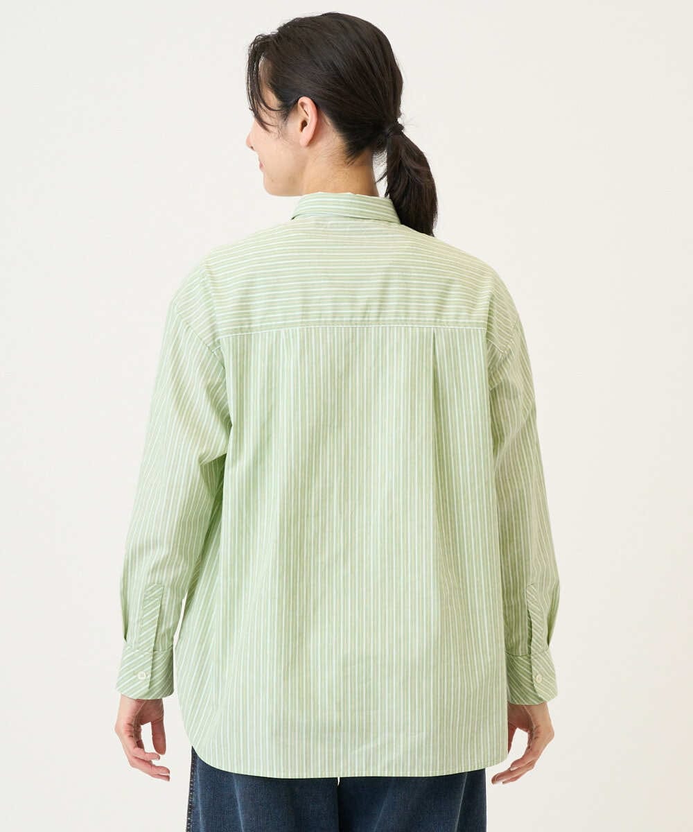 PZBEF31230 GEORGES RECH(ジョルジュ・レッシュ)  [日本製]コットンブロードストライプシャツ グリーン