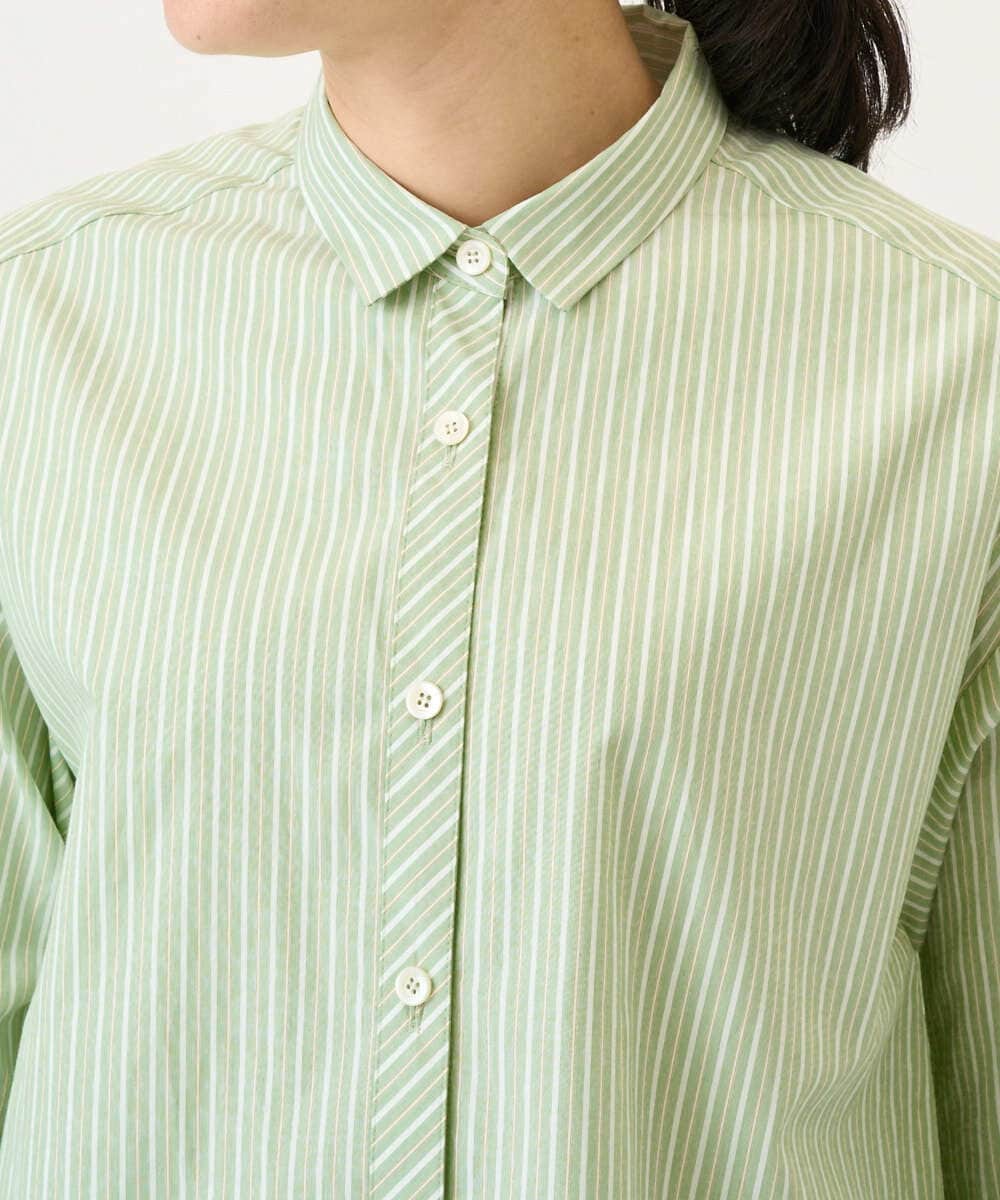 PZBEF31230 GEORGES RECH(ジョルジュ・レッシュ)  [日本製]コットンブロードストライプシャツ グリーン