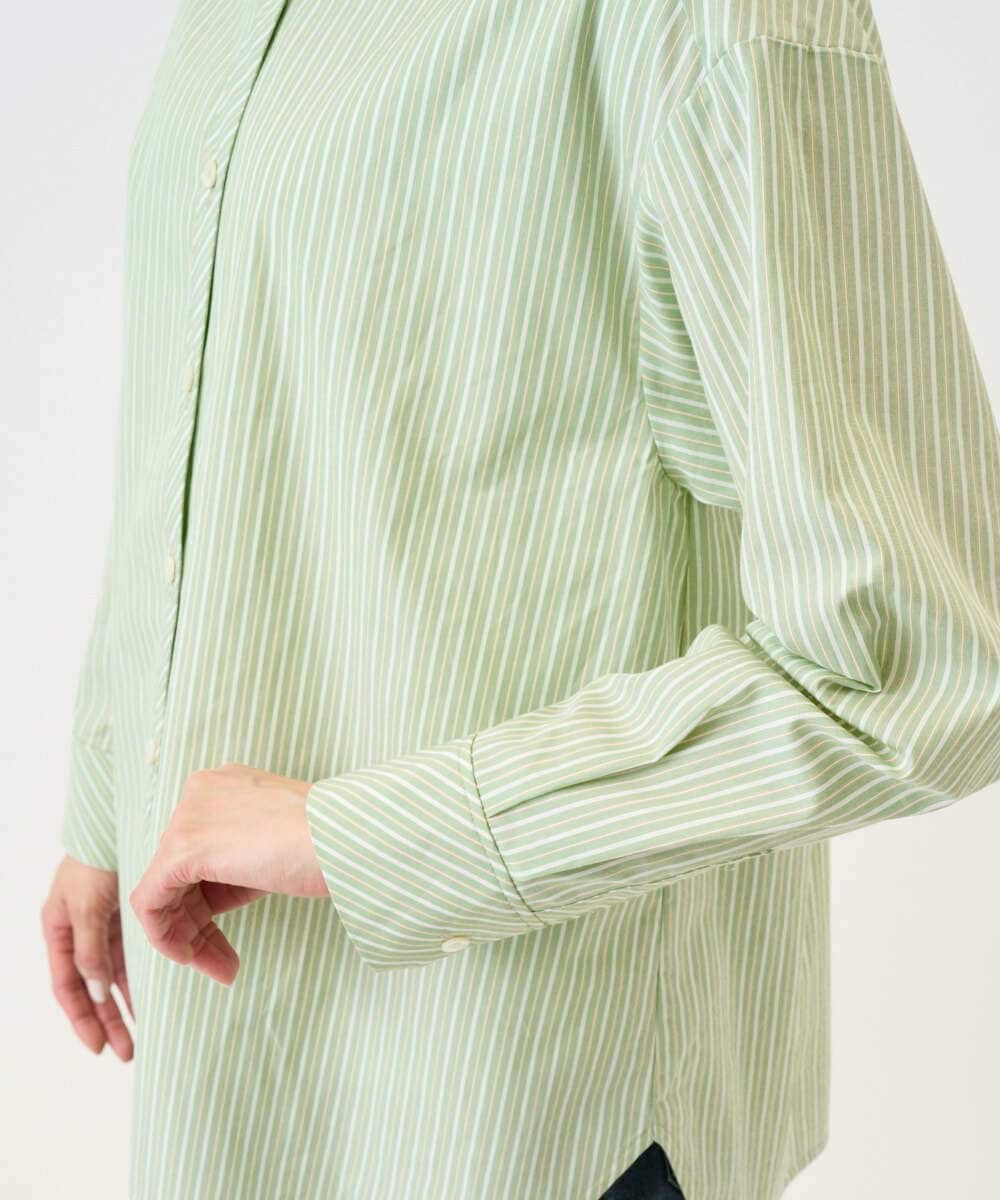 PZBEF31230 GEORGES RECH(ジョルジュ・レッシュ)  [日本製]コットンブロードストライプシャツ グリーン
